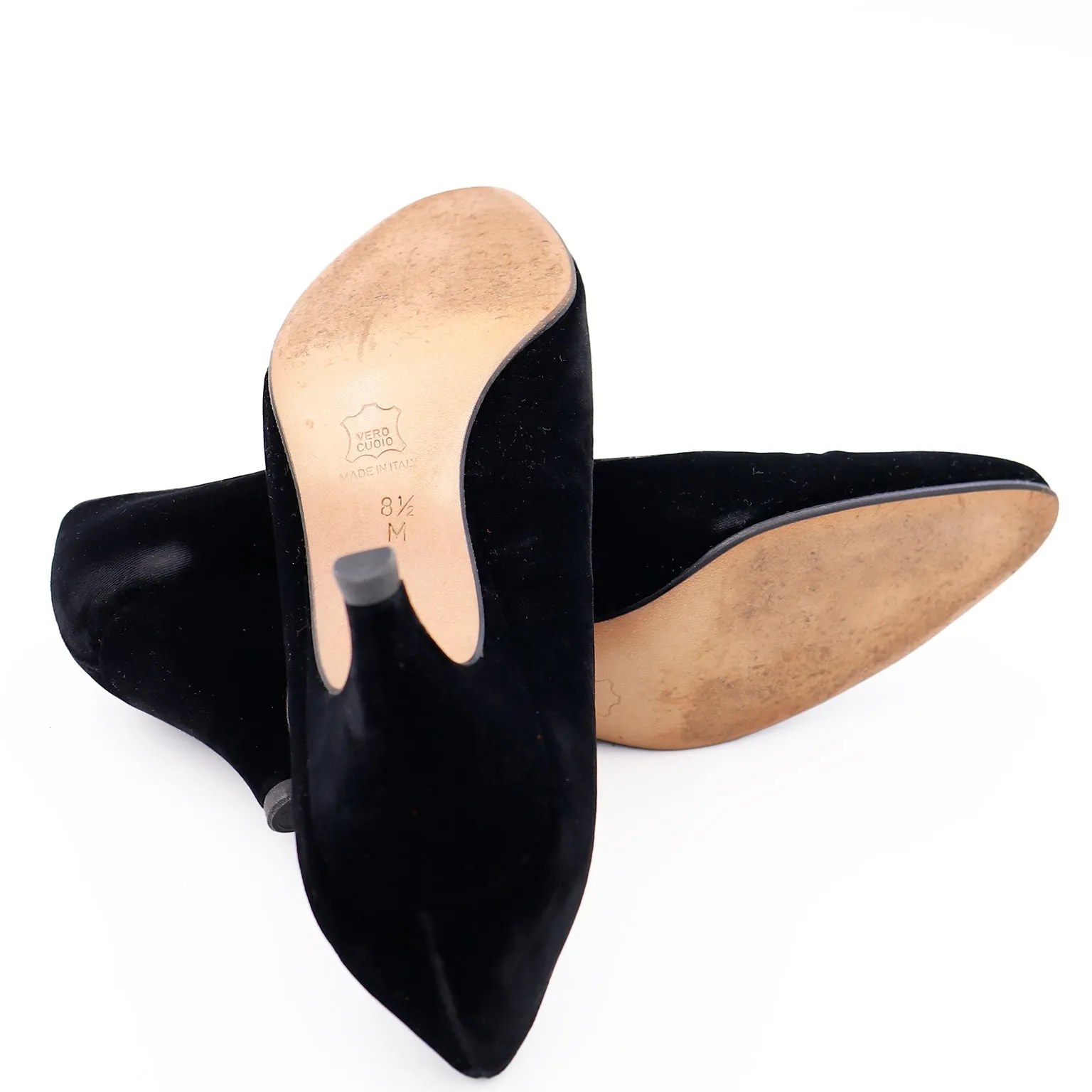 1980s YSL Vintage Black Velvet Evening Pumps Shoes