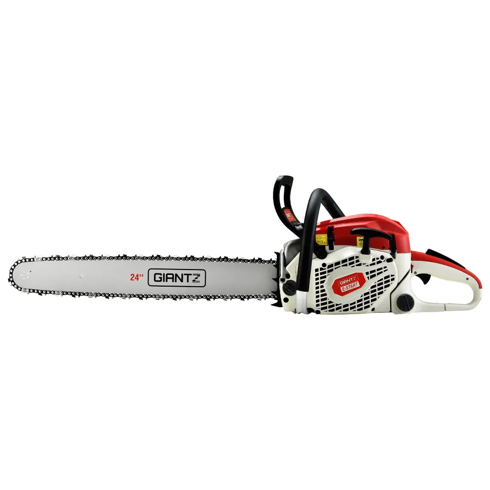 88CC 6.8HP Petrol Chainsaw 24" Bar E-Start, Safety Kit, Giantz