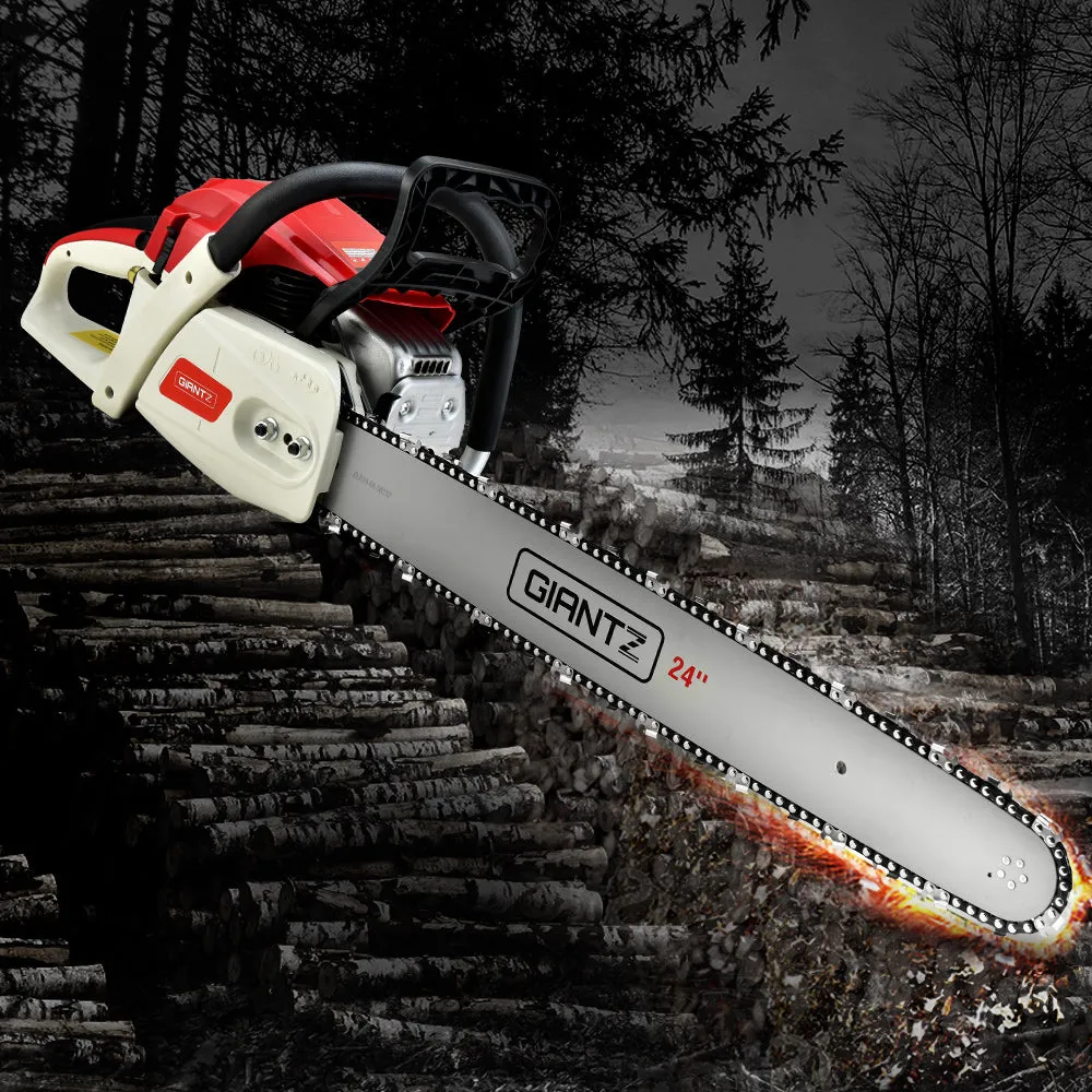 88CC 6.8HP Petrol Chainsaw 24" Bar E-Start, Safety Kit, Giantz