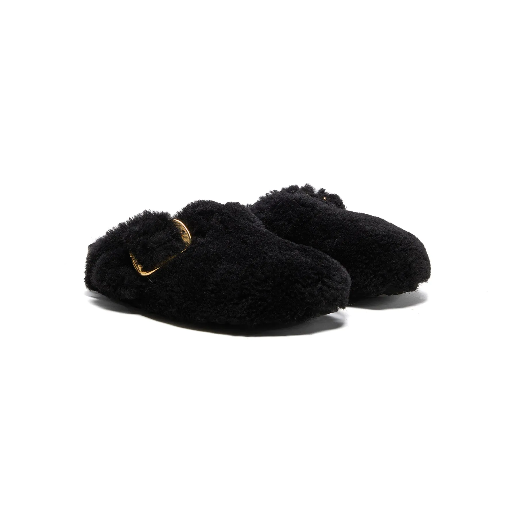 Birkenstock Womens Boston Big Buckle Shearling (Teddy Black)