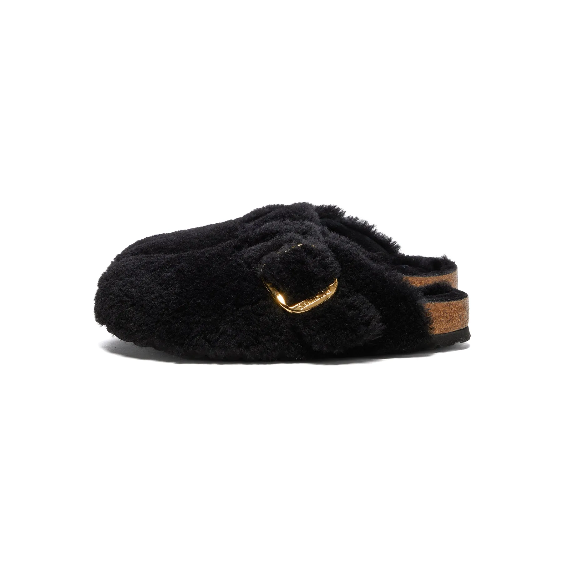 Birkenstock Womens Boston Big Buckle Shearling (Teddy Black)