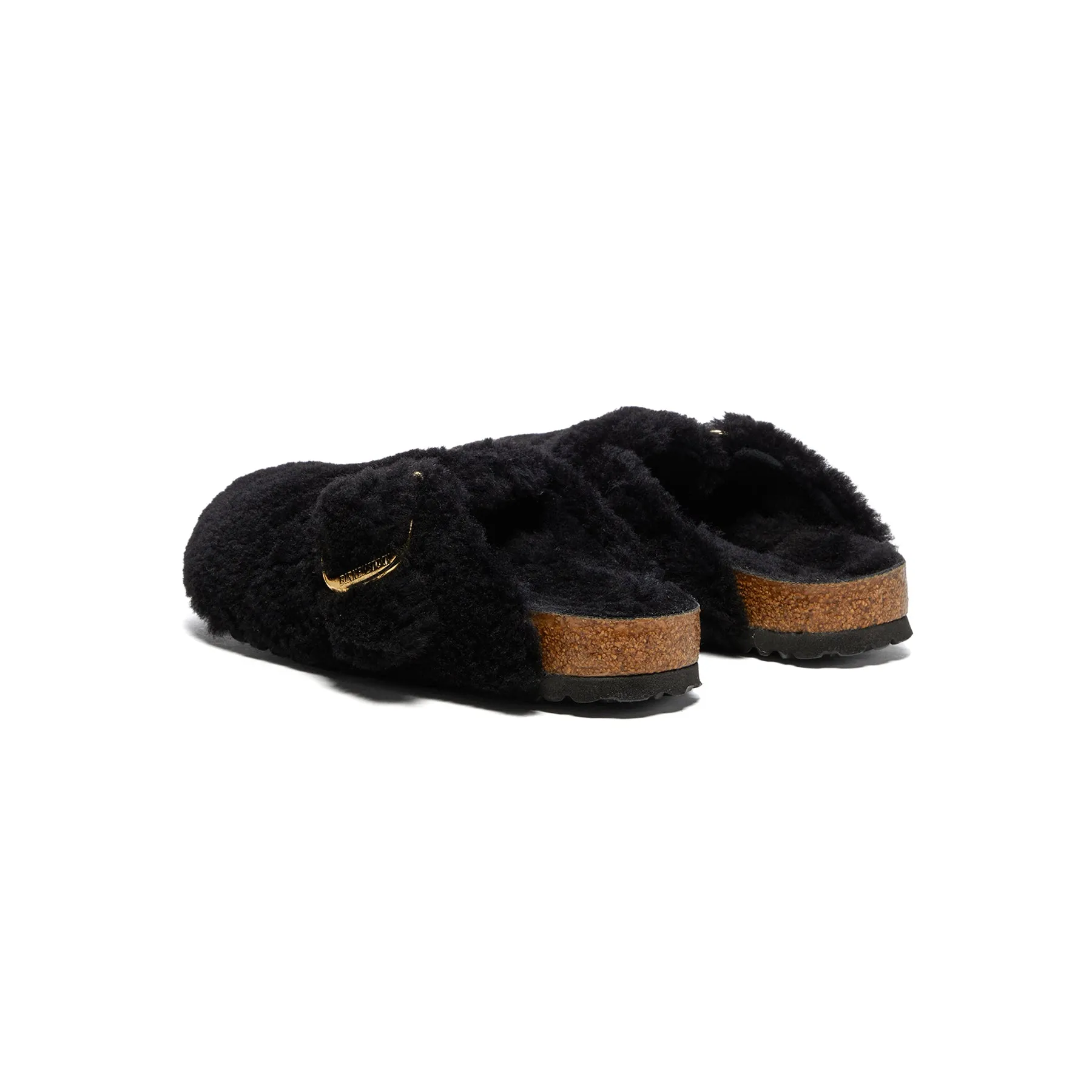 Birkenstock Womens Boston Big Buckle Shearling (Teddy Black)