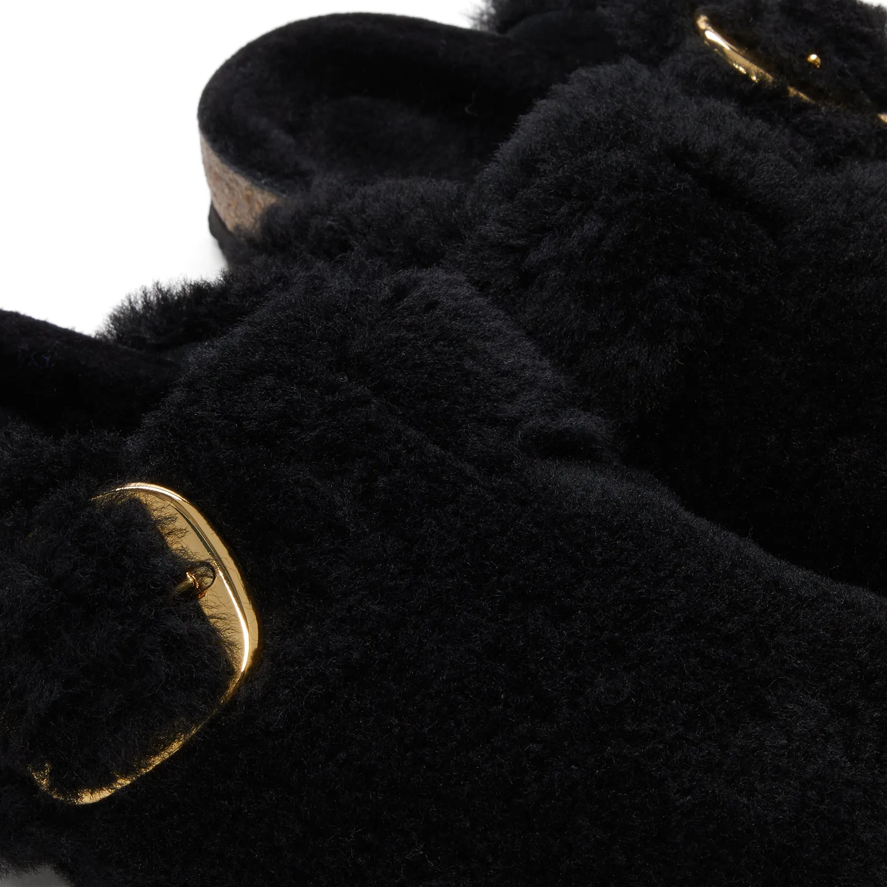 Birkenstock Womens Boston Big Buckle Shearling (Teddy Black)
