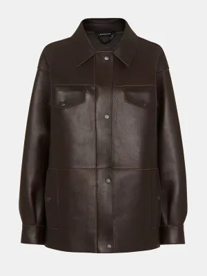 Brown clean bonded leather jacket