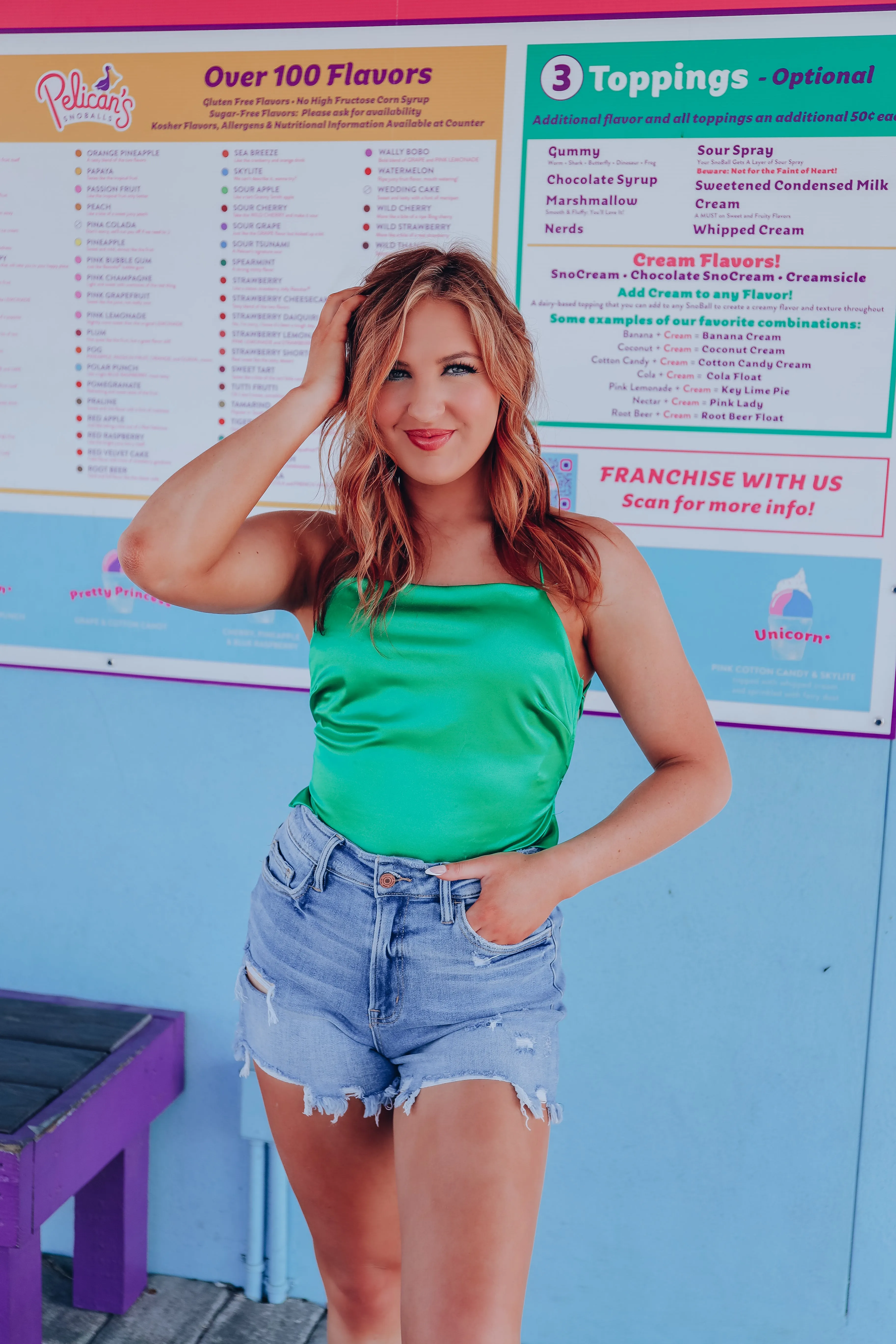 Camilla Satin Lace-Up Top - Green
