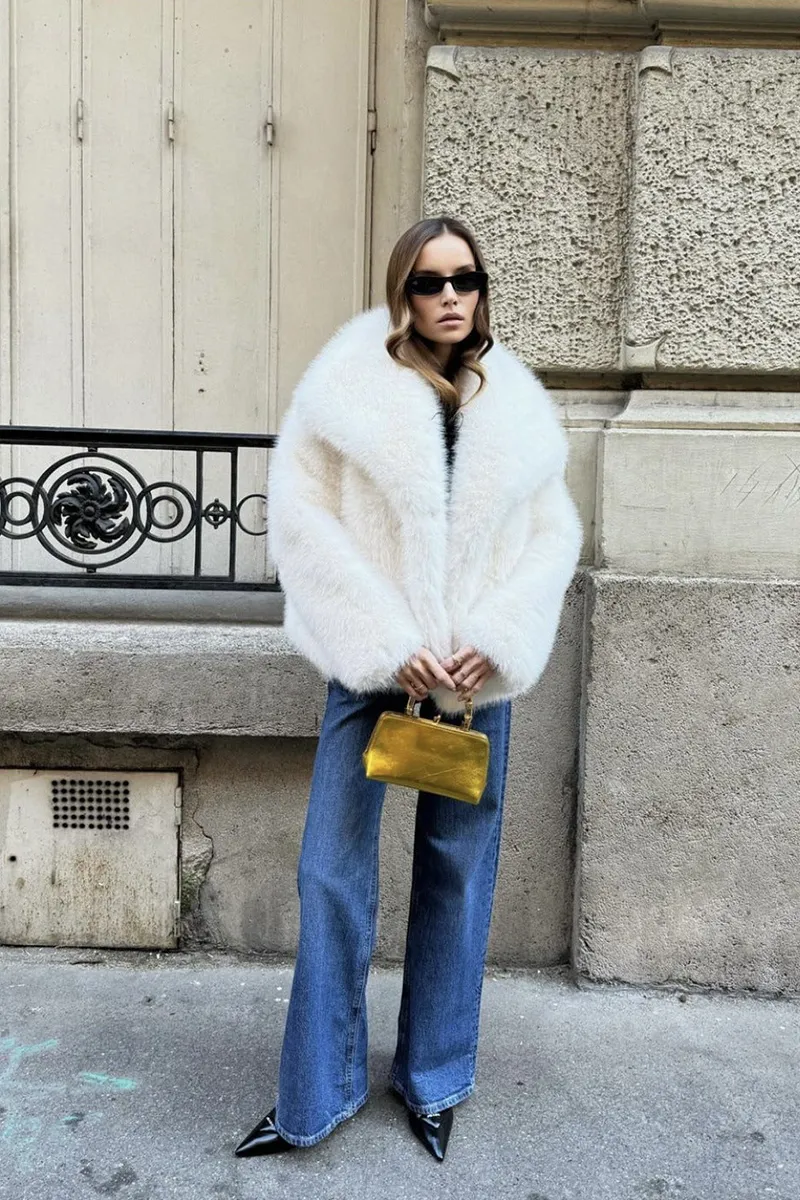 Chic Winter Luxurious Faux Fur Jacket