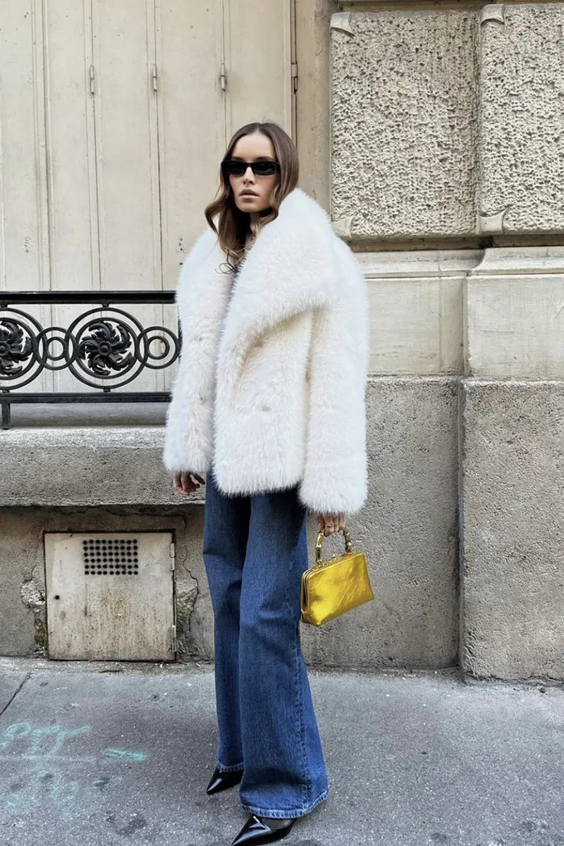 Chic Winter Luxurious Faux Fur Jacket