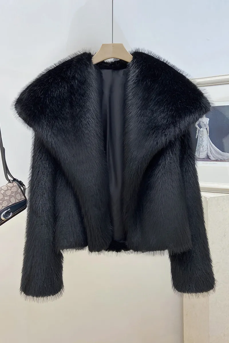 Chic Winter Luxurious Faux Fur Jacket