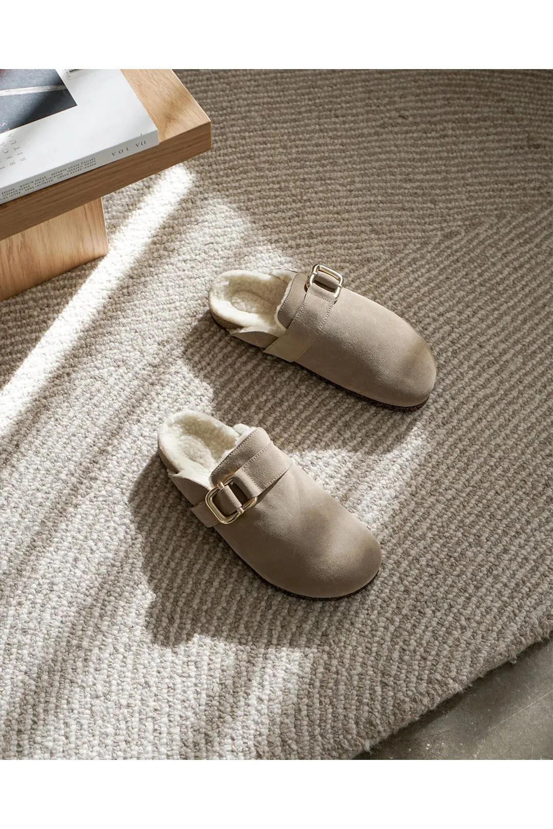 Chloe Wool-Blend Lined Leather Mules