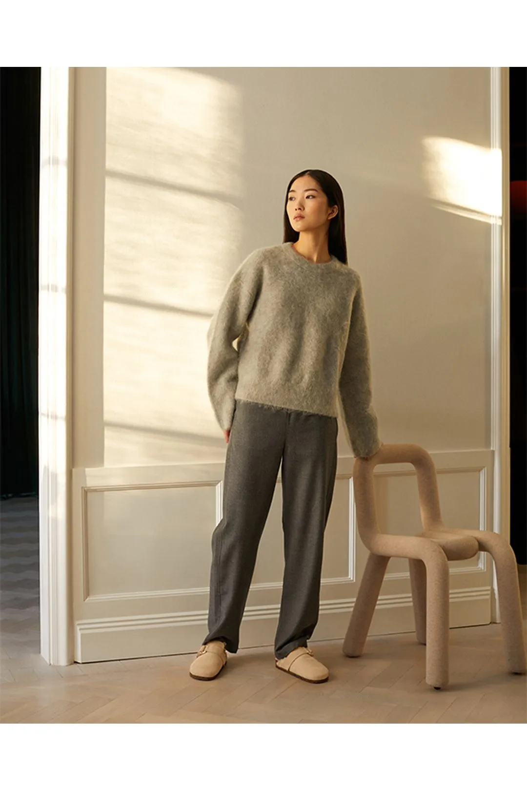 Chloe Wool-Blend Lined Leather Mules