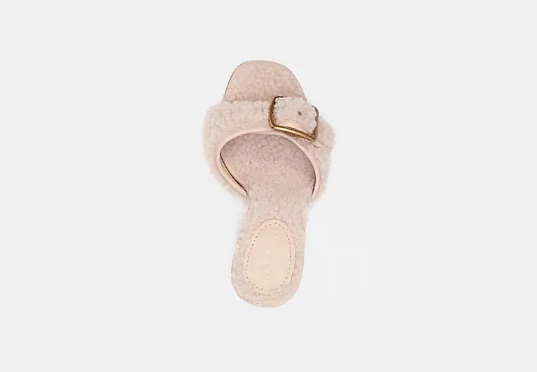 COACH SHEARLING BUCKLE MULES