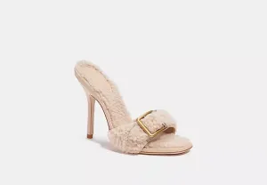COACH SHEARLING BUCKLE MULES