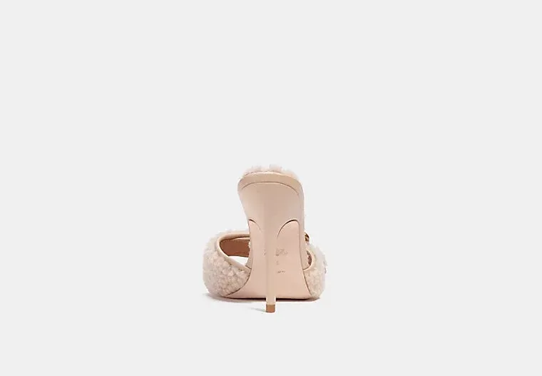 COACH SHEARLING BUCKLE MULES