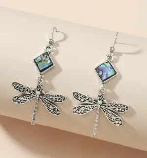 Dragonfly decor drop dangle earrings