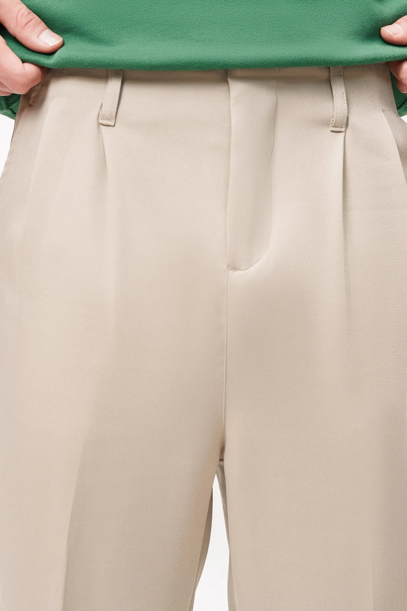 Dusky Fawn Double Pleated Men's Straight Korean Pants