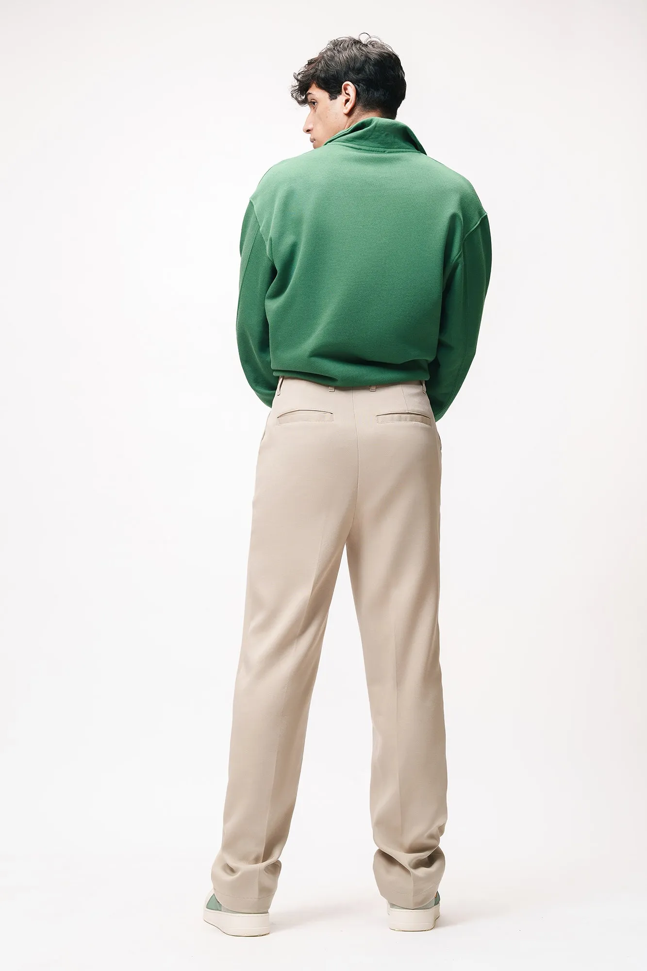 Dusky Fawn Double Pleated Men's Straight Korean Pants