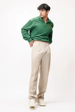Dusky Fawn Double Pleated Men's Straight Korean Pants