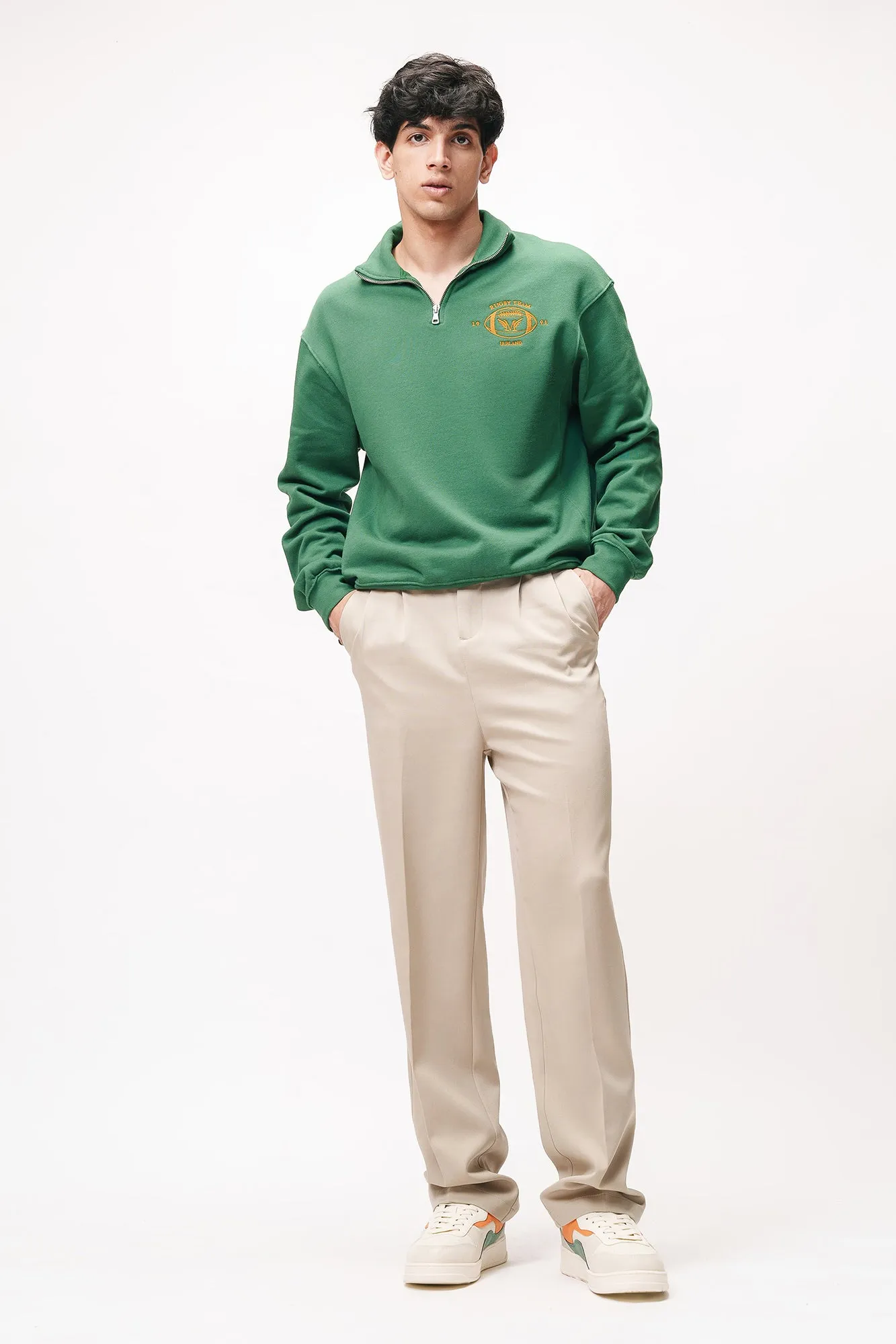 Dusky Fawn Double Pleated Men's Straight Korean Pants