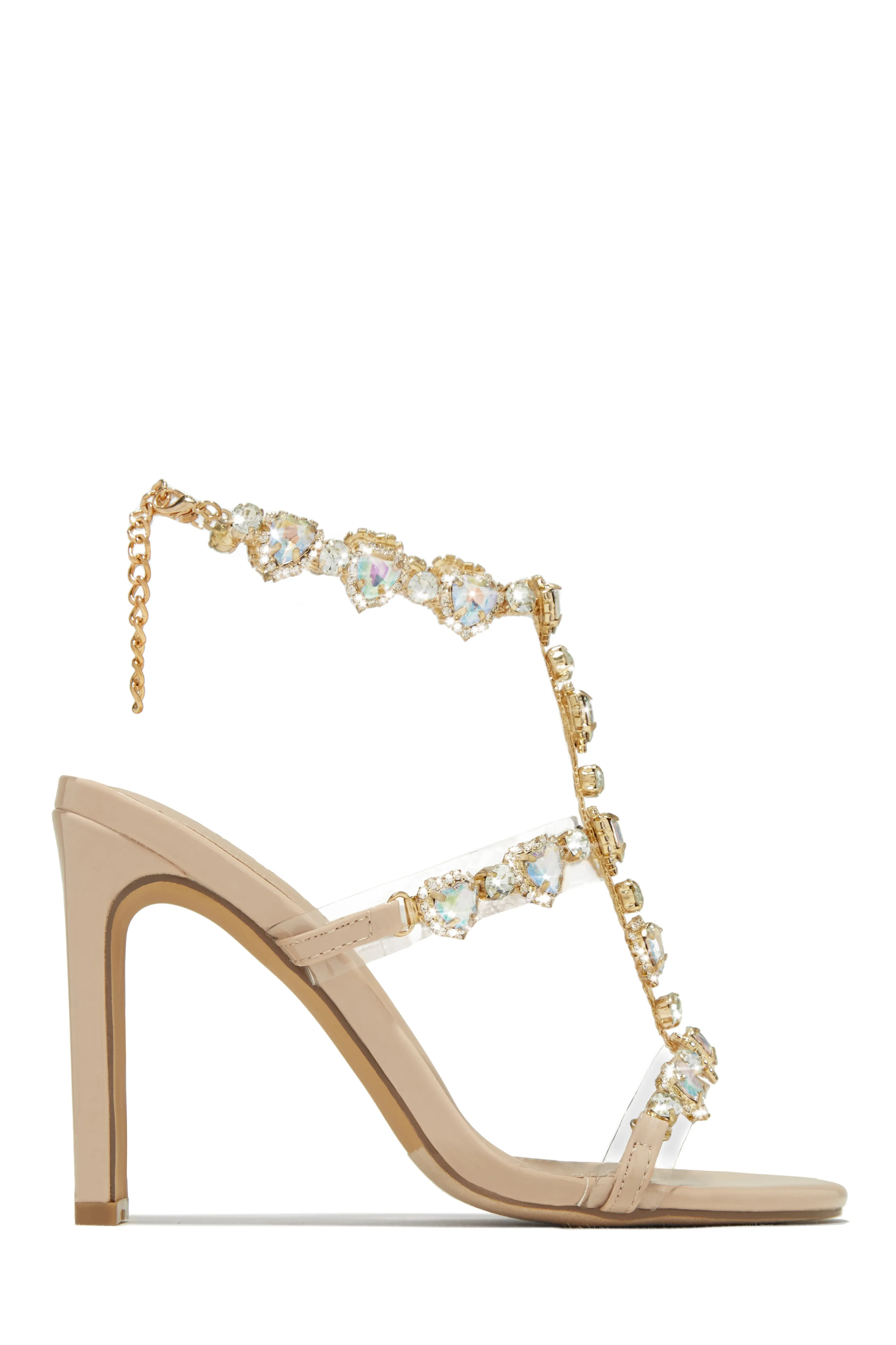 Ezylynn Heart Embellished High Heels - Gold