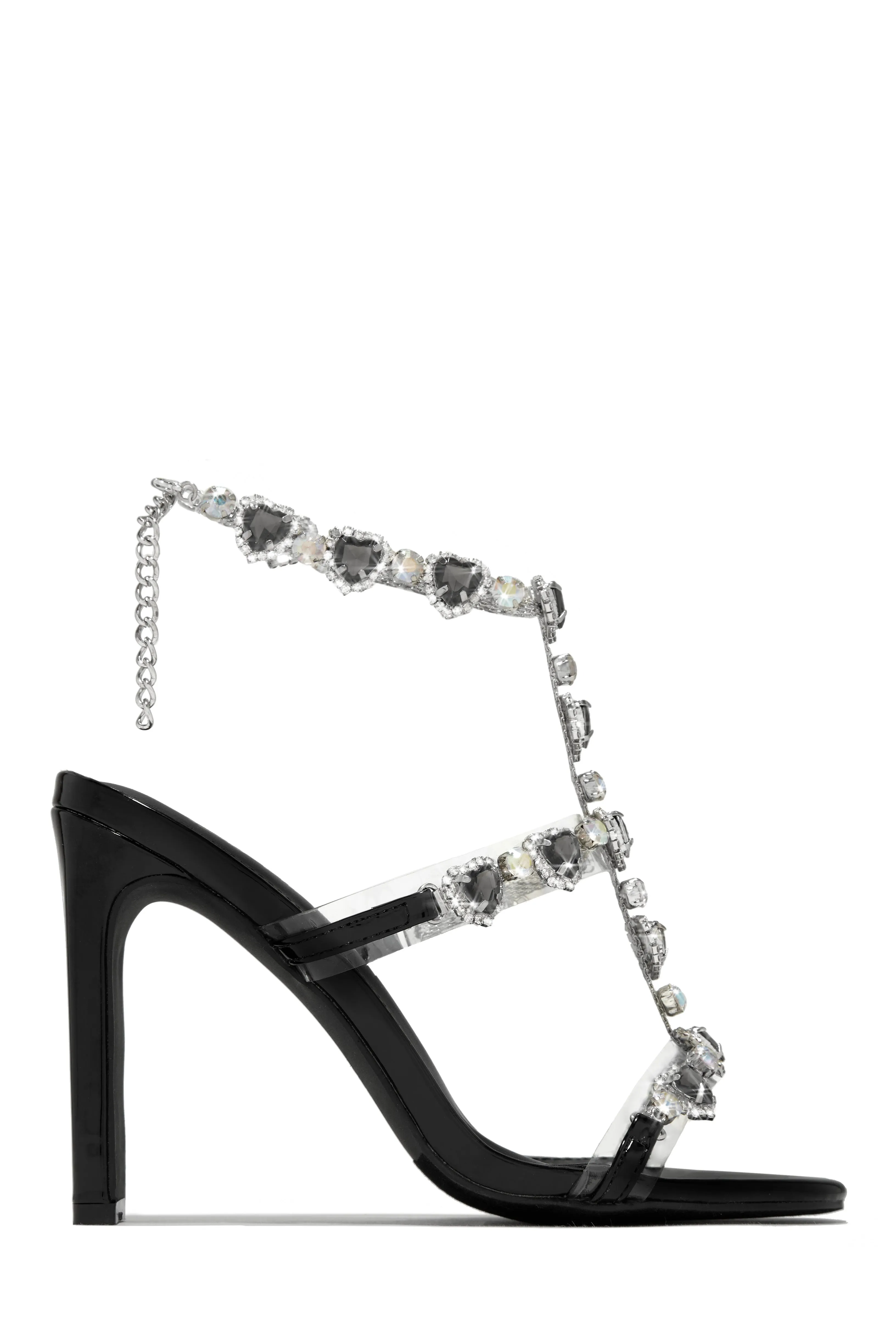 Ezylynn Heart Embellished High Heels - Gold