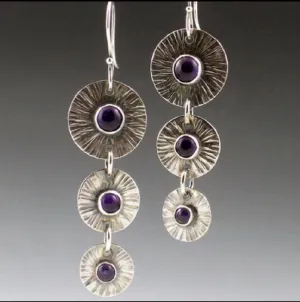Fashion bohemian purple amethyst dangle earrings