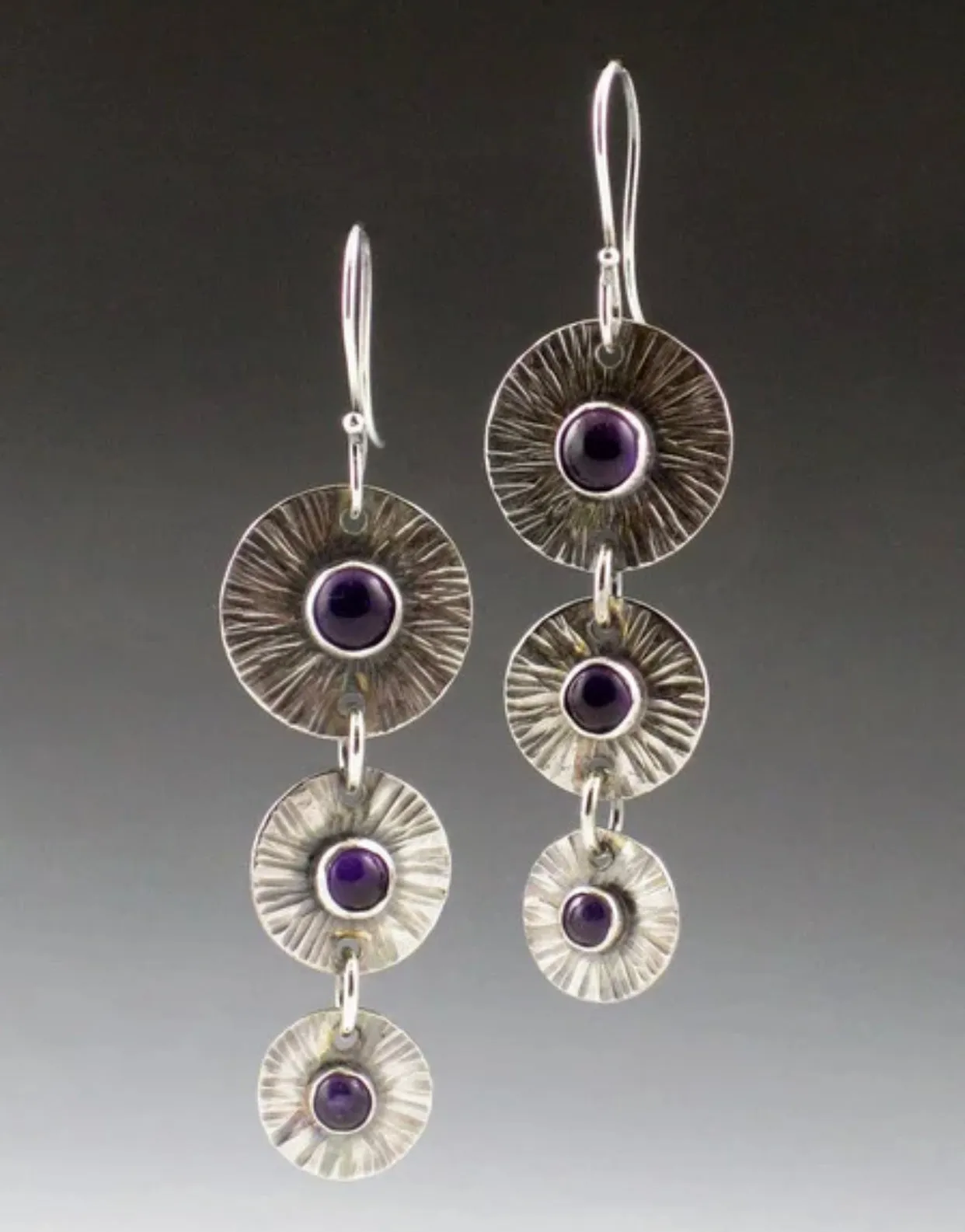 Fashion bohemian purple amethyst dangle earrings
