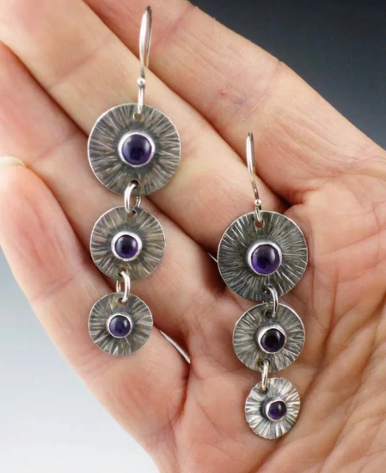Fashion bohemian purple amethyst dangle earrings