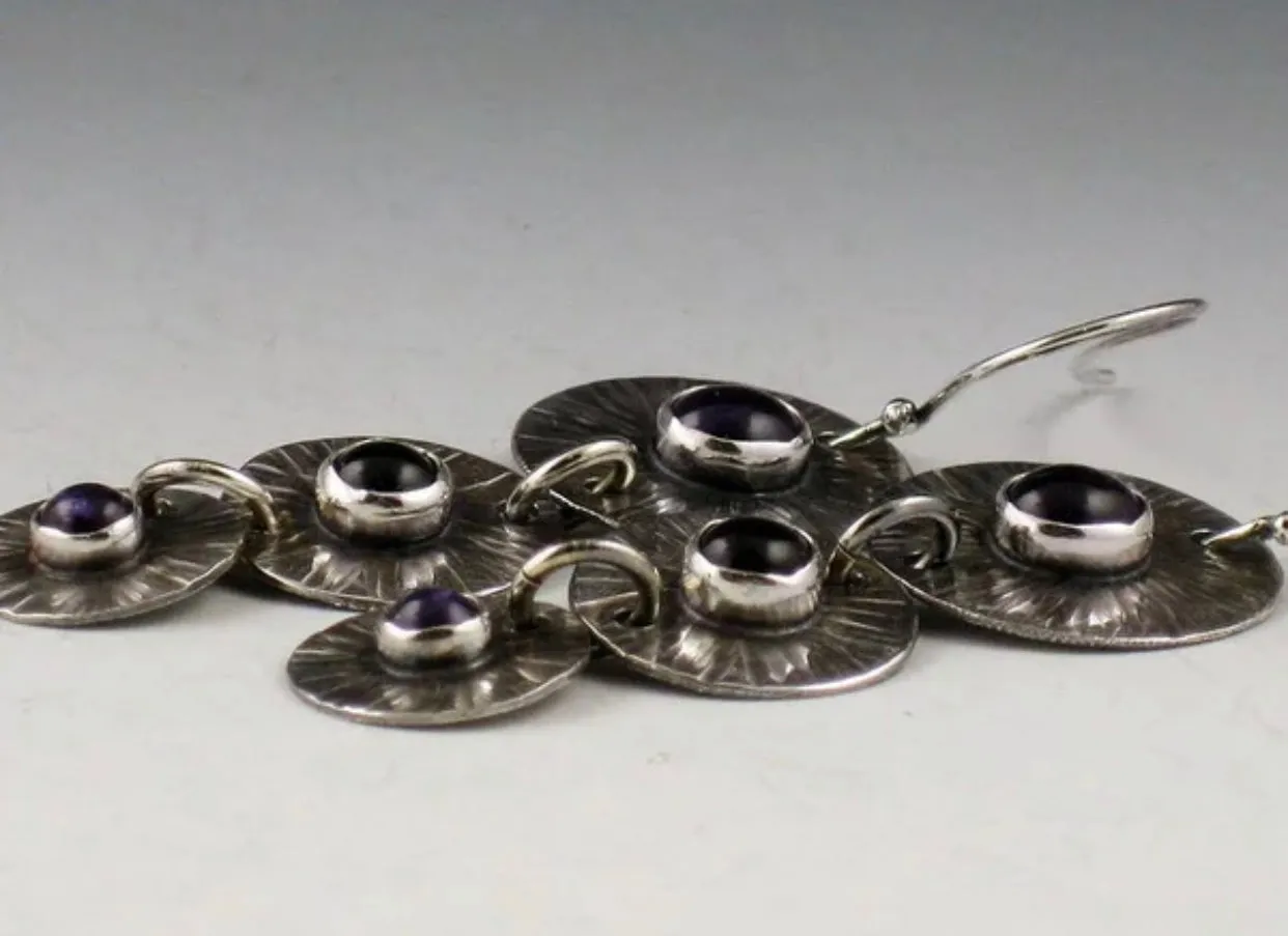 Fashion bohemian purple amethyst dangle earrings