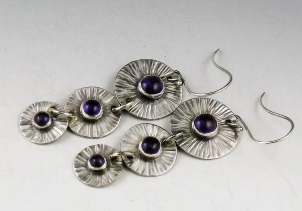 Fashion bohemian purple amethyst dangle earrings