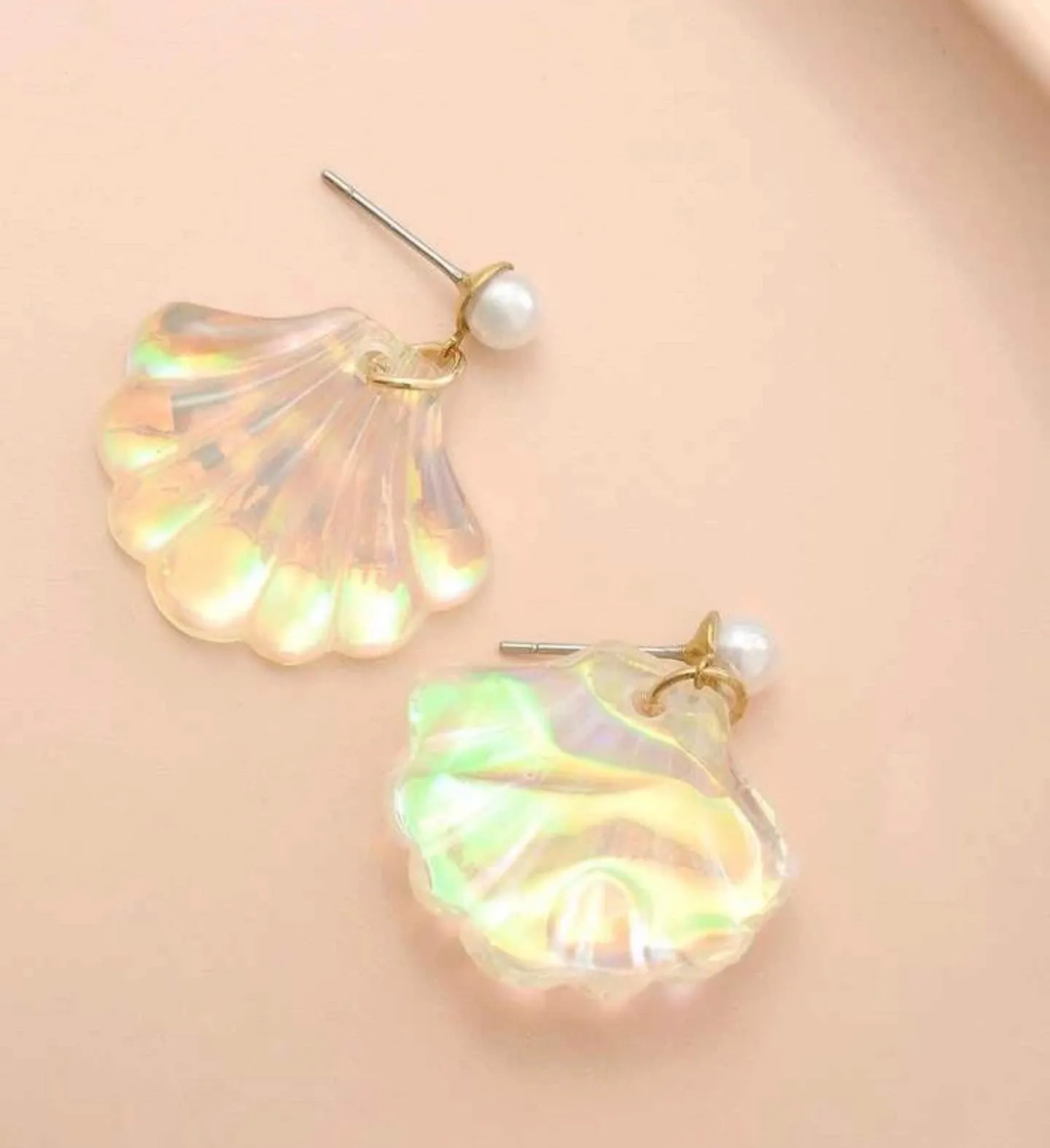 Faux Pearl decor shell drop earrings