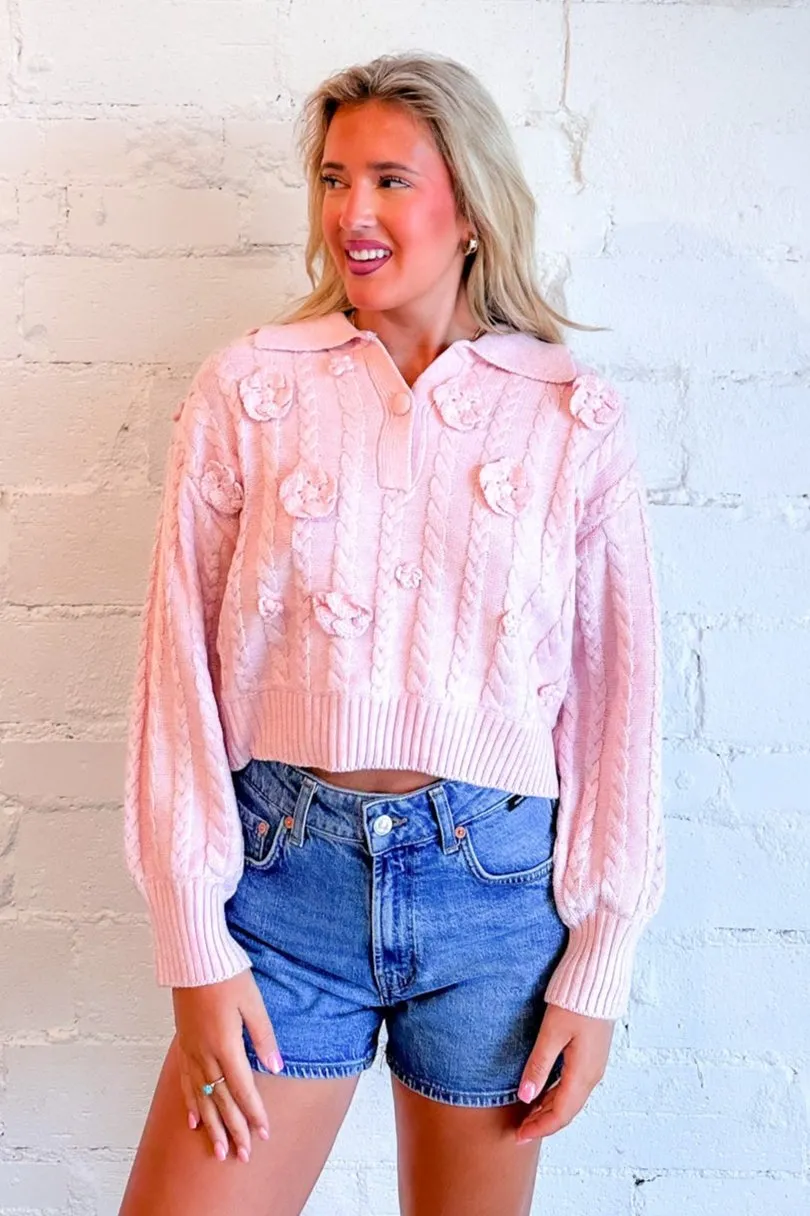 Flower Deco Knit Sweater
