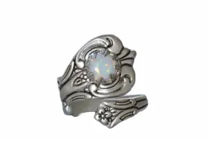 Gorgeous Opal spoon ring. Adjustable in size.