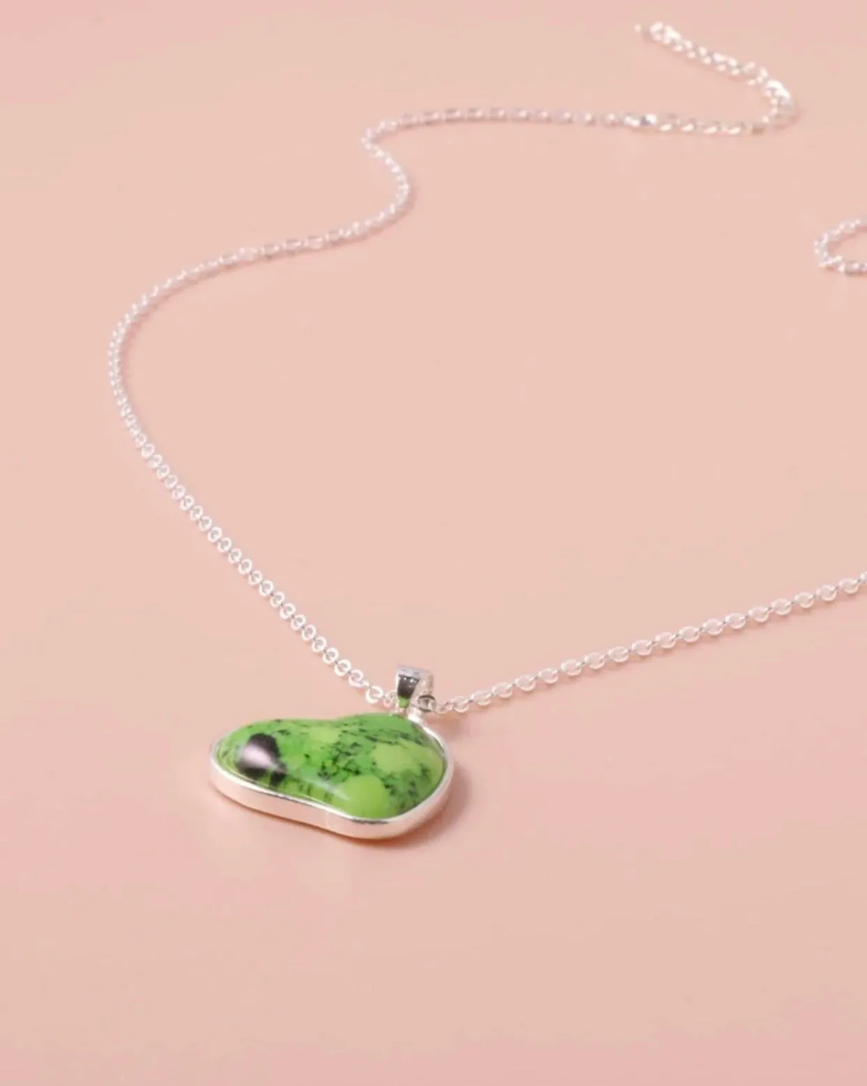 Green turquoise inspired heart shaped charm necklace