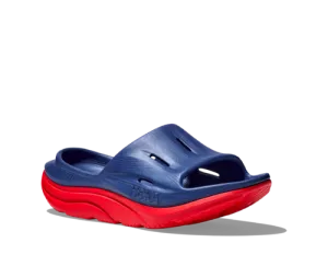 Hoka Ora Recovery Slide Bellwether Blue Red Alert Unisex