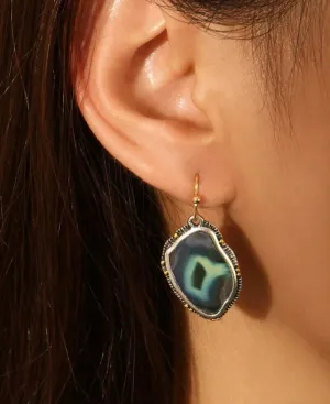 Irregular geode inspired metal decor dangle earrings
