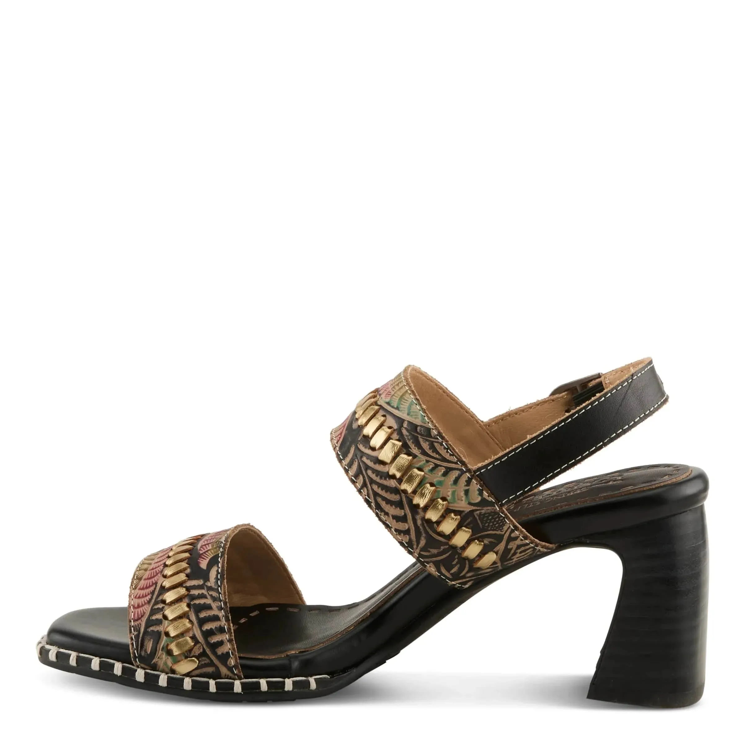 L'Artiste Women's Starstud Heeled Sandals- Black Multi