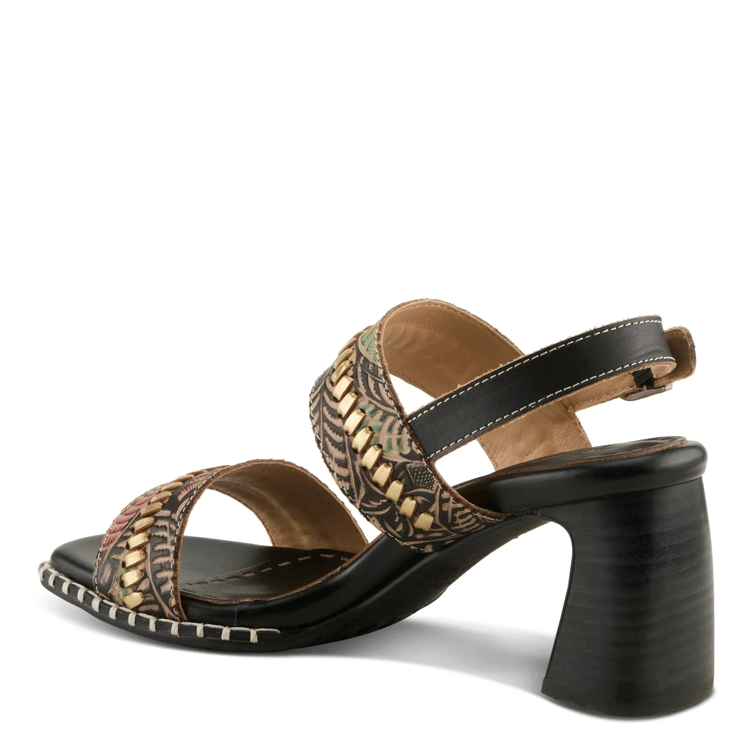 L'Artiste Women's Starstud Heeled Sandals- Black Multi