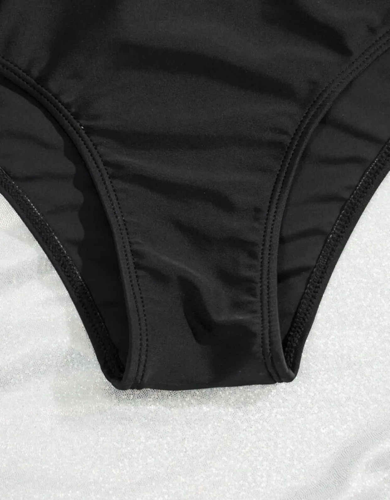 Leopard mesh trim two piece swimsuit
