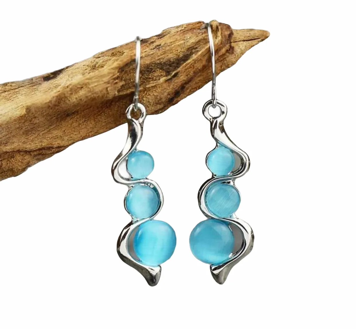 Light blue moonstone inspired dangle earrings