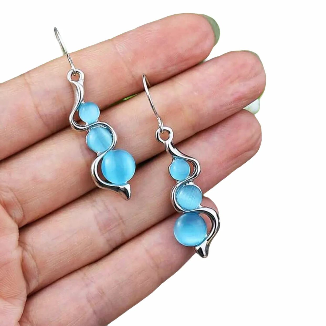 Light blue moonstone inspired dangle earrings