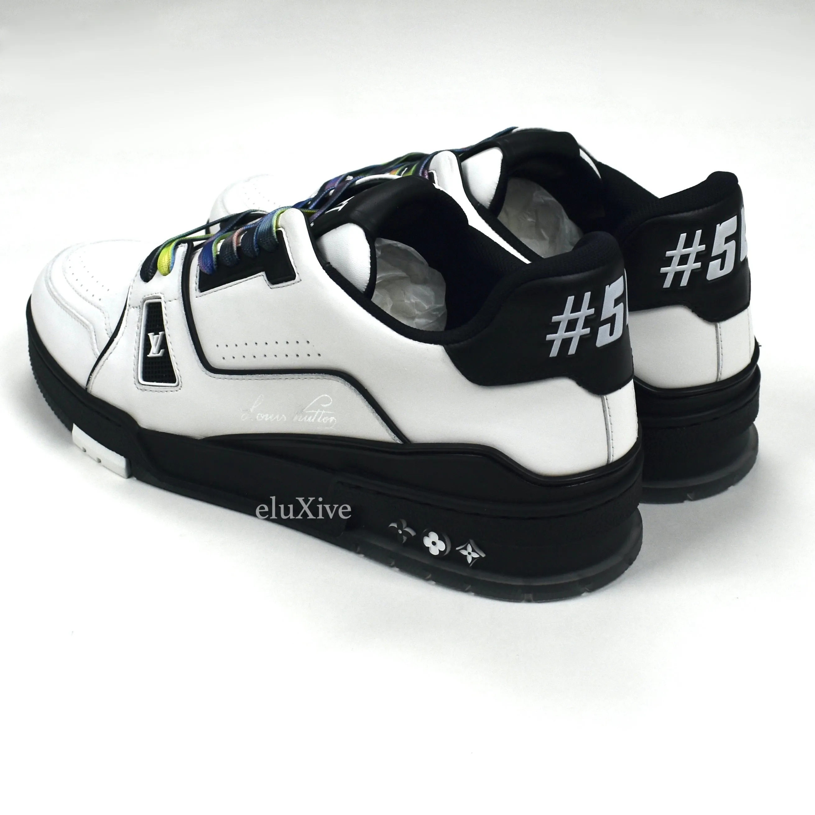 Louis Vuitton - White / Black Leather Trainer Sneakers