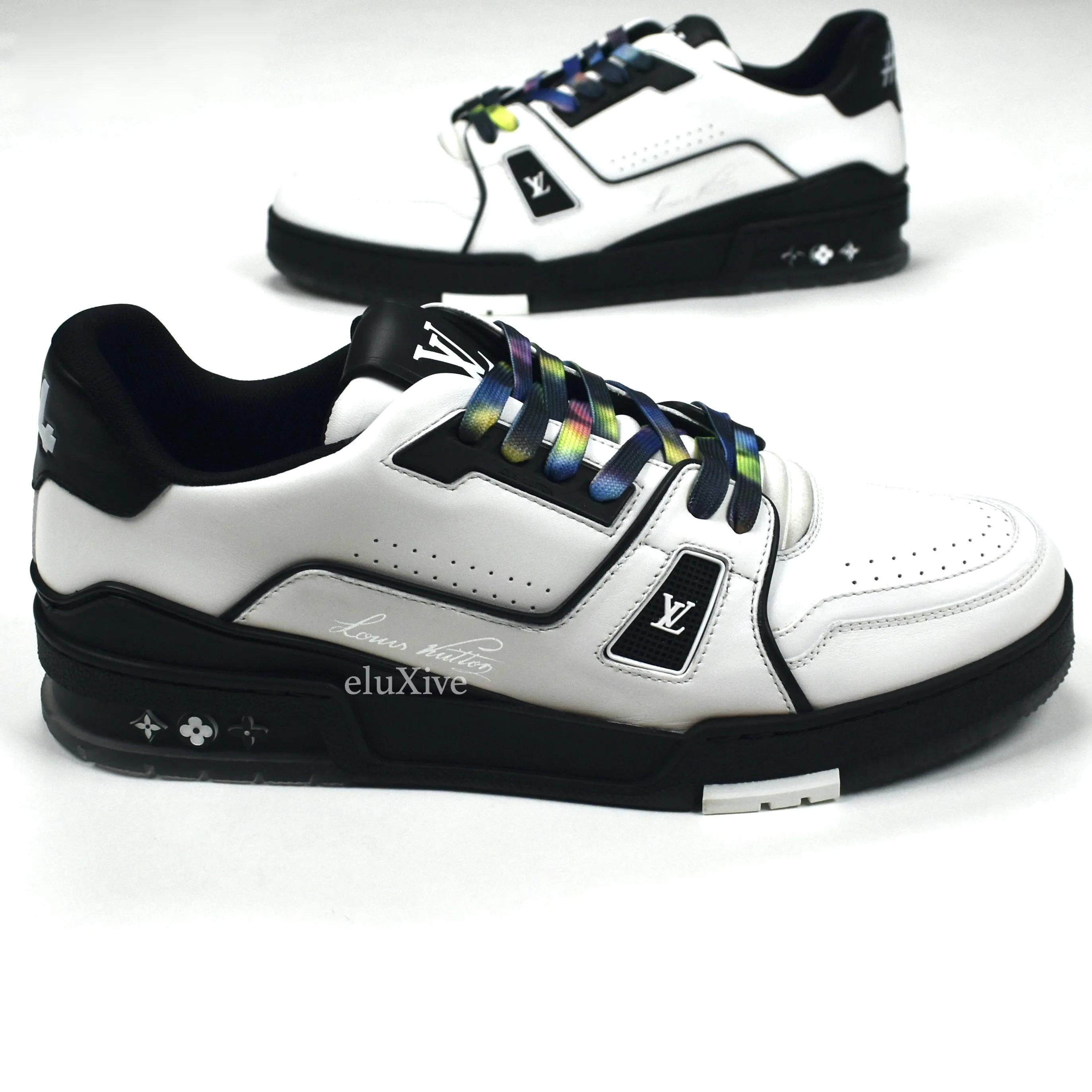 Louis Vuitton - White / Black Leather Trainer Sneakers