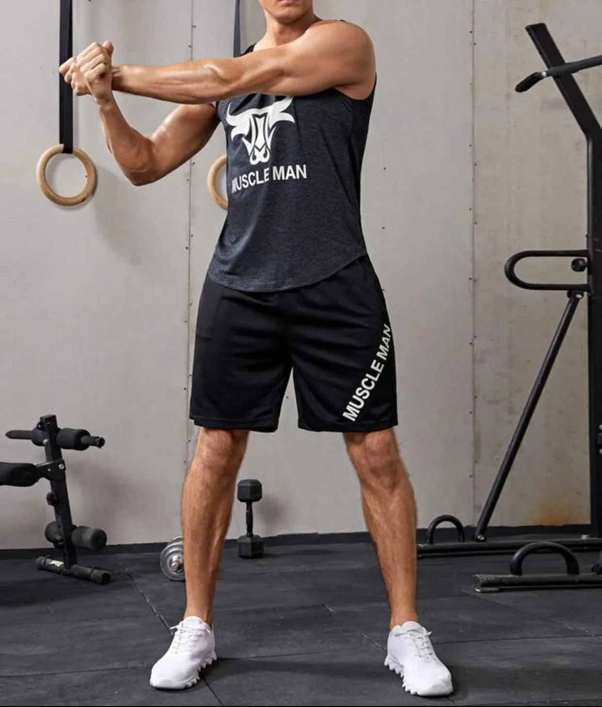 Men’s bull & letter graphic sports tank & shorts