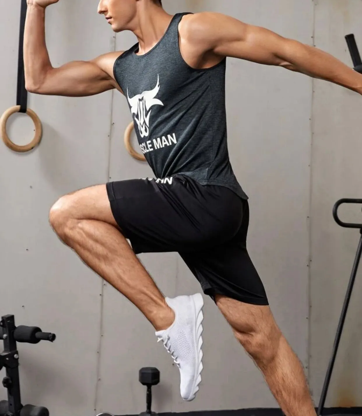 Men’s bull & letter graphic sports tank & shorts