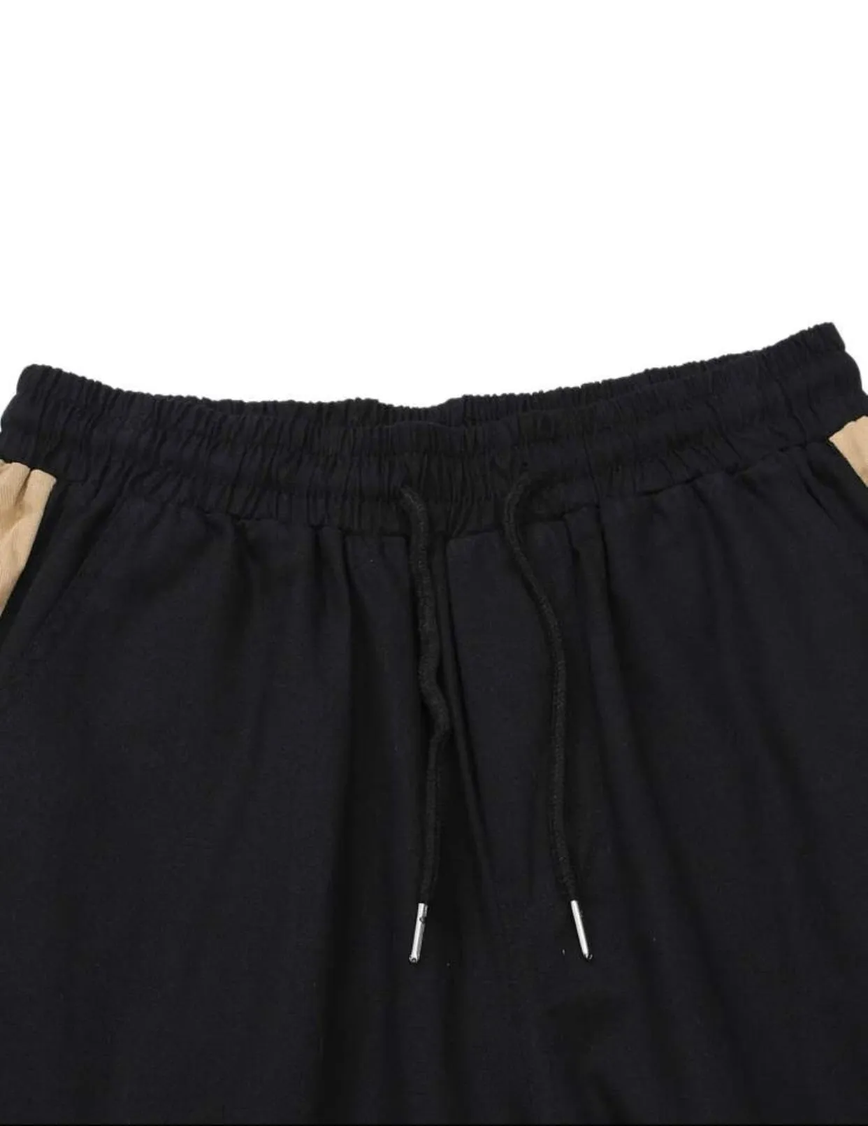 Men’s color block black and beige drawstring cargo pants