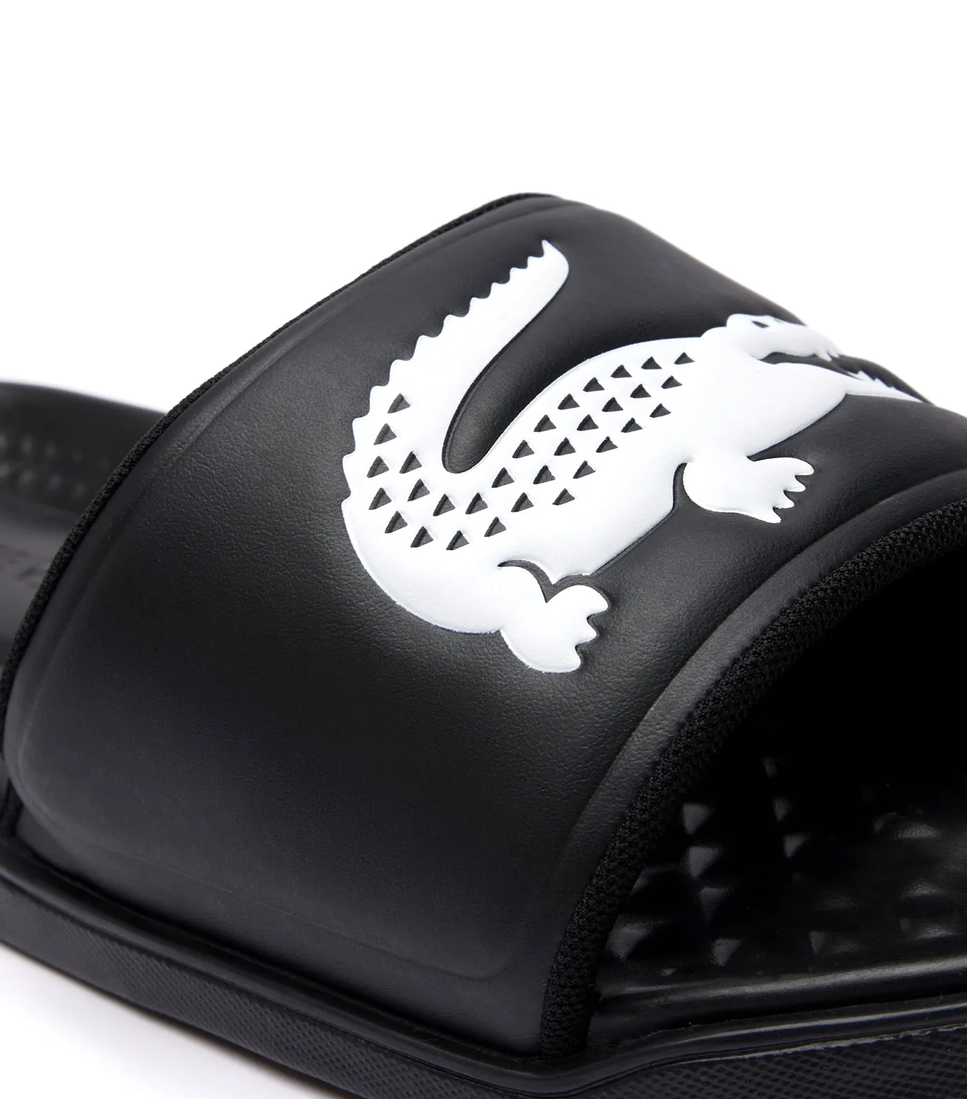 Men's Croco Dualiste Synthetic Logo Strap Slides Black/White