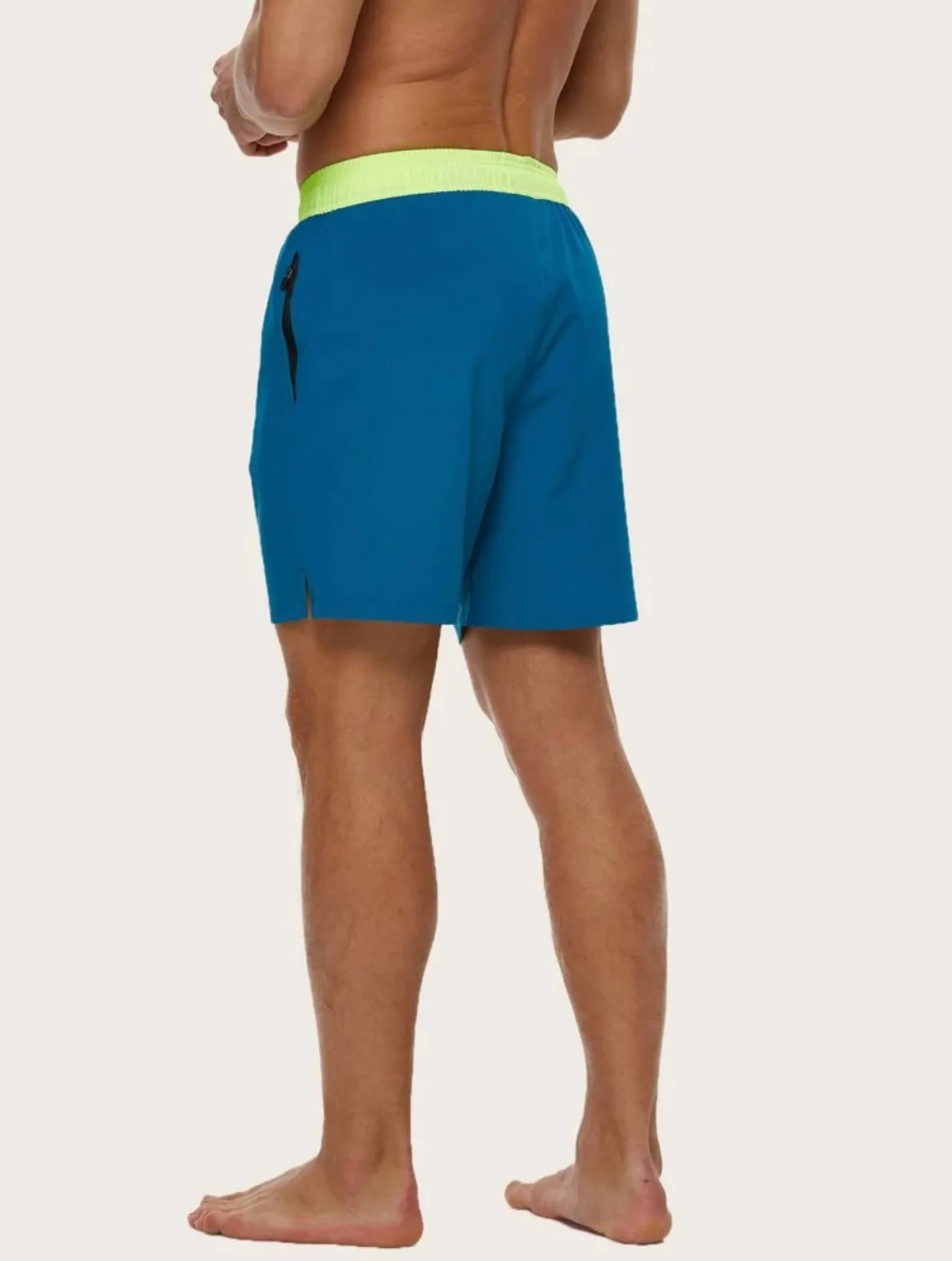 Men’s drawstring waist slant pocket swim trunks