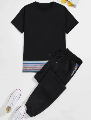 Men’s geo print tee and drawstring sweatpants set