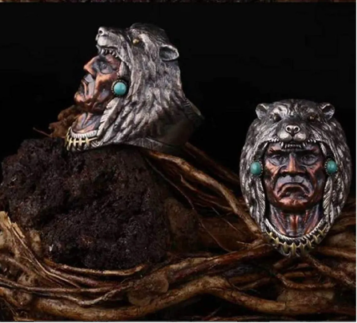 Men’s Indian chief statement ring.