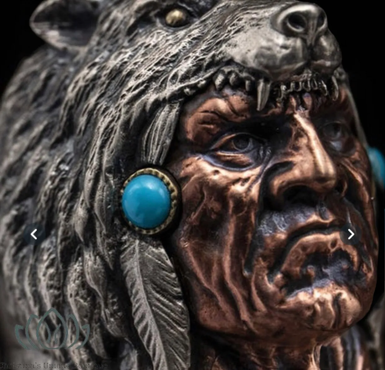 Men’s Indian chief statement ring.